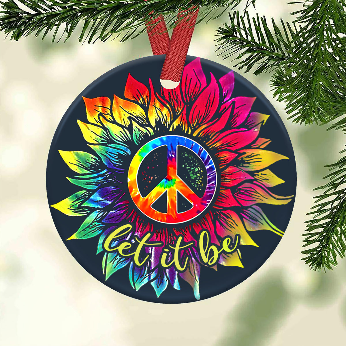 Hippie Let It Be Hippie - Round Aluminium Ornament (Printed On Both Sides) 1122