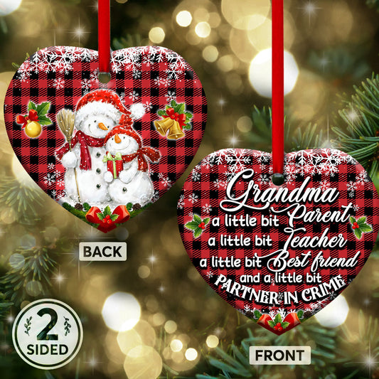 Family Snowman Grandma Parent Teacher Friend - Grandma Ornament (Printed On Both Sides) 1022