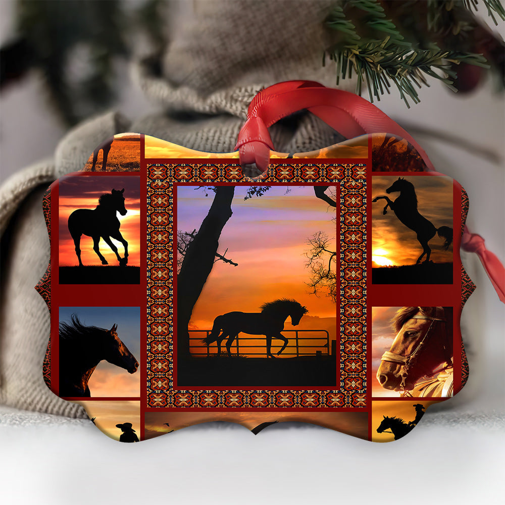 Horse Sunset - Horse Ornament (Printed On Both Sides) 1022