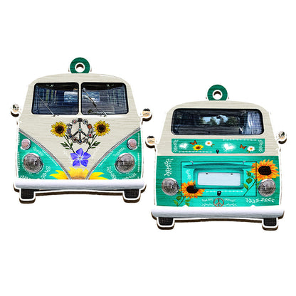 Hippie Soul Van Jewelry Peace Symbol - Personalized Hippie Ornament (Printed On Both Sides) 1122