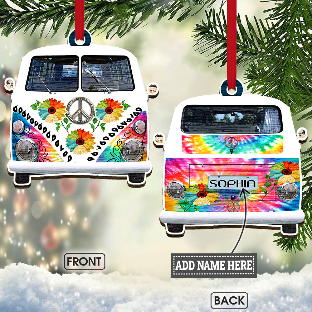 Hippie Van Tie Dye Pattern Peace Hippie Tumbler Campervan Hippie Gift - Personalized Hippie Ornament (Printed On Both Sides) 1122