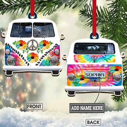 Hippie Van Tie Dye Pattern Peace Hippie Tumbler Campervan Hippie Gift - Personalized Hippie Ornament (Printed On Both Sides) 1122