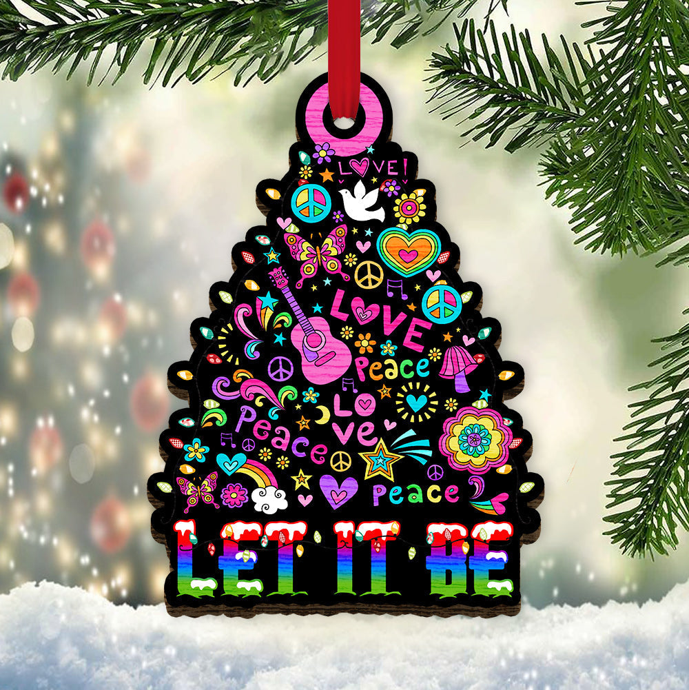 Hippie Christmas Tree Peace Music Guitar - Hippie Ornament (Printed On Both Sides) 1122