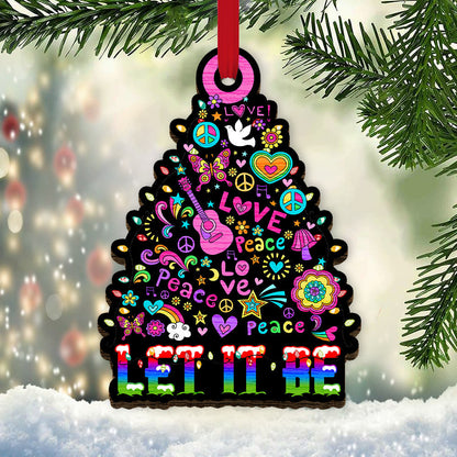 Hippie Christmas Tree Peace Music Guitar - Hippie Ornament (Printed On Both Sides) 1122