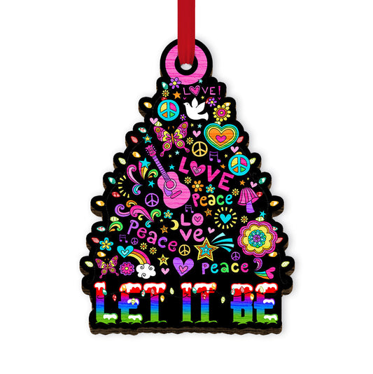 Hippie Christmas Tree Peace Music Guitar - Hippie Ornament (Printed On Both Sides) 1122