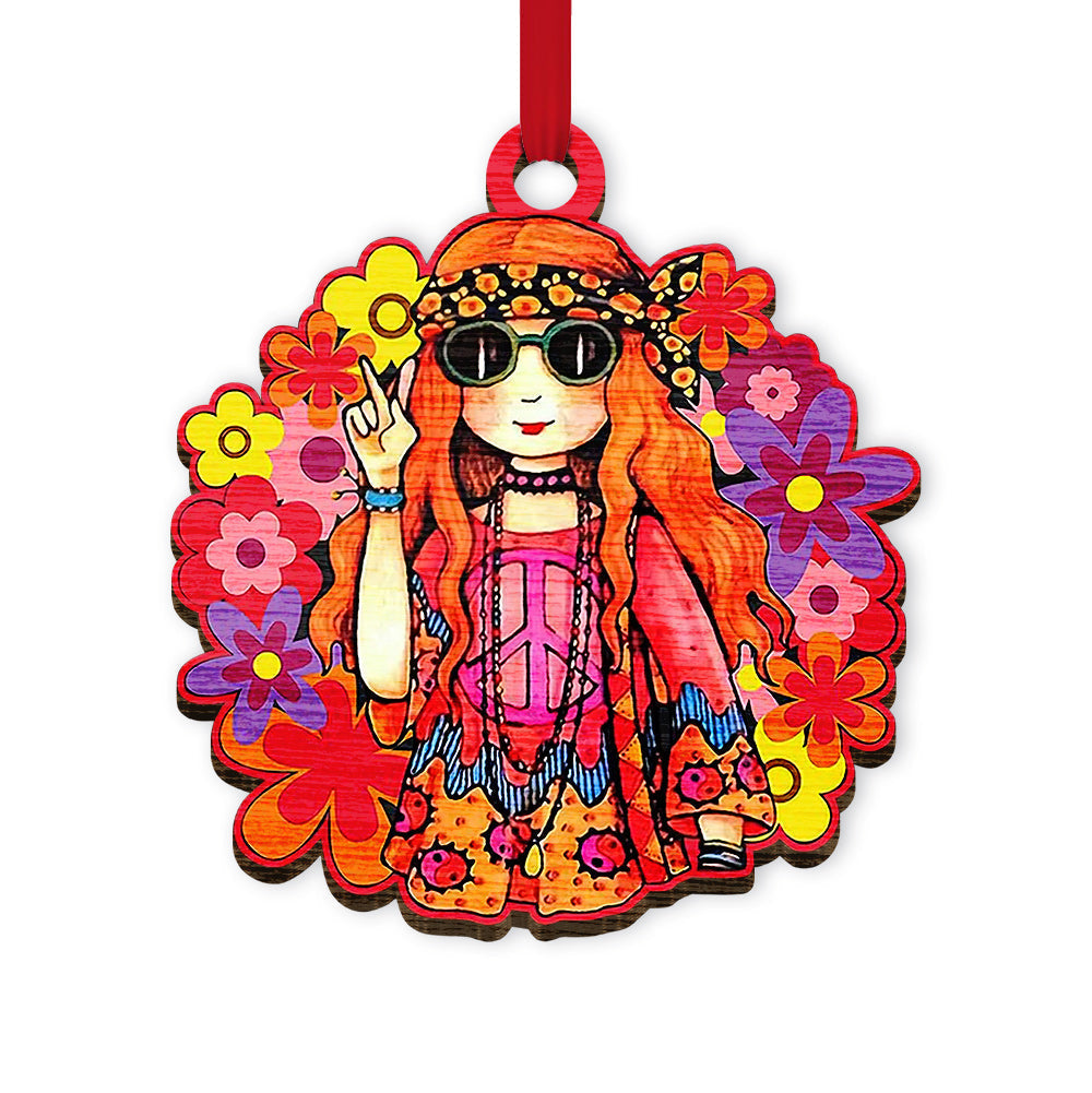 Hippie Girl With Wild Flower - Hippie Ornament (Printed On Both Sides) 1122