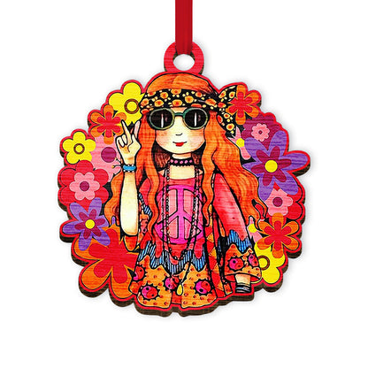 Hippie Girl With Wild Flower - Hippie Ornament (Printed On Both Sides) 1122