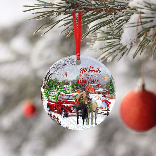All Hearts Come Home For Christmas - Horse Ornament (Printed On Both Sides) 1022