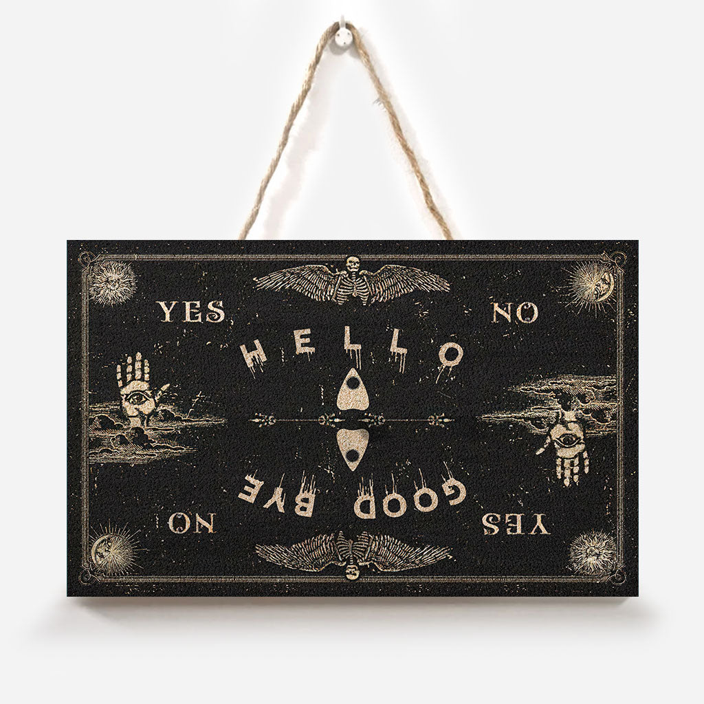 Hello Goodbye - Witch Rectangle Wood Sign