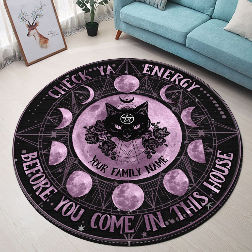 Check Ya Energy - Personalized Witch Round Rug