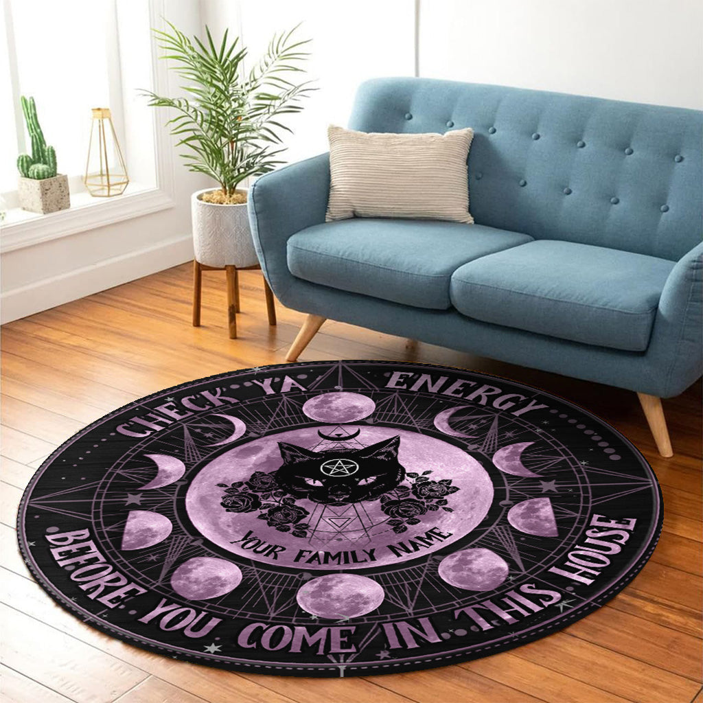 Check Ya Energy - Personalized Witch Round Rug