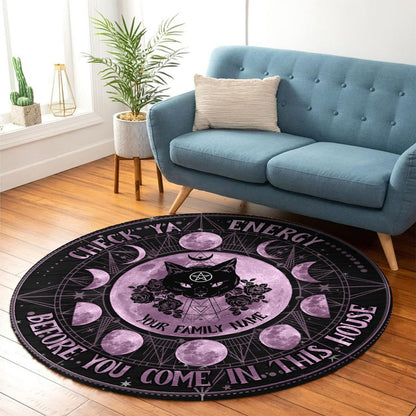 Check Ya Energy - Personalized Witch Round Rug