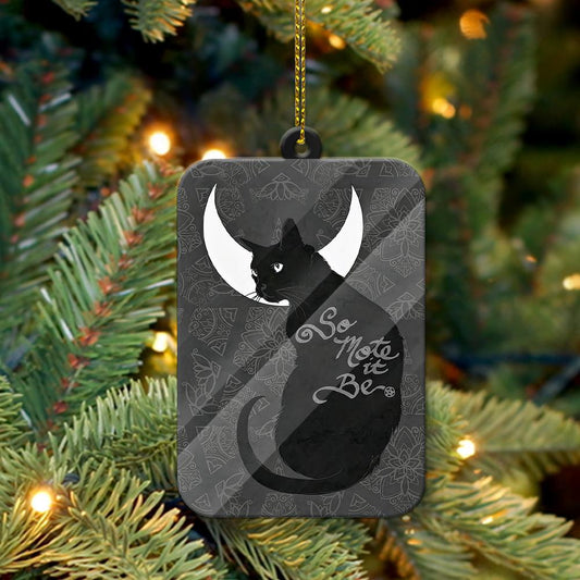 So Mote it Be Black Cat - Witch Ornament (Printed On Both Sides) 1022