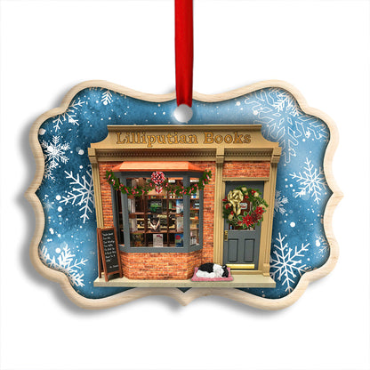 Bookstore Christmas Book And Snowflakes - Book Ornament (Printed On Both Sides) 1122