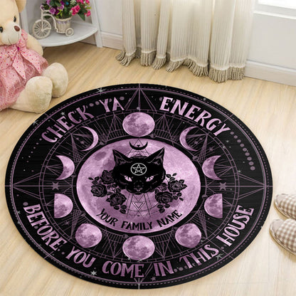 Check Ya Energy - Personalized Witch Round Rug