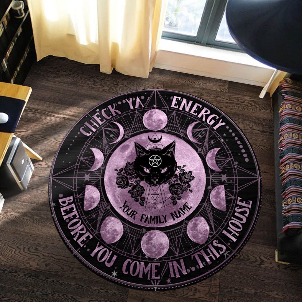 Check Ya Energy - Personalized Witch Round Rug