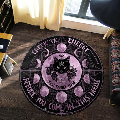 Check Ya Energy - Personalized Witch Round Rug
