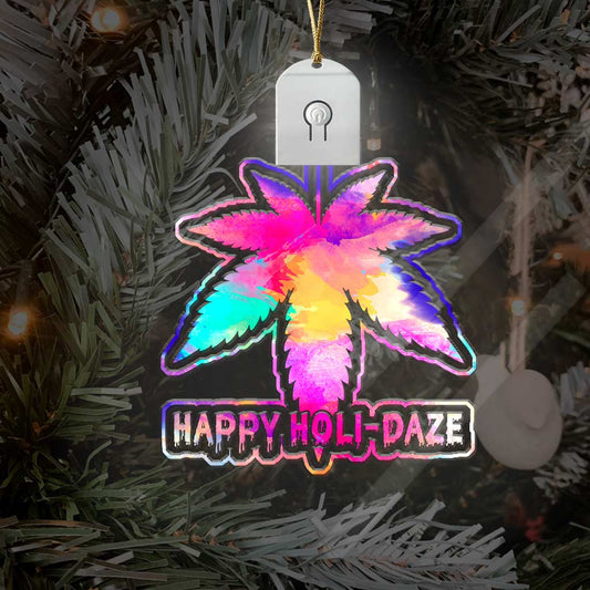 Happy Holi-daze - Christmas Weed Shaped Led Acrylic Ornament