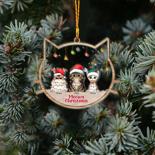 Meowy Christmas - Personalized Christmas Cat Layers Mix Ornament