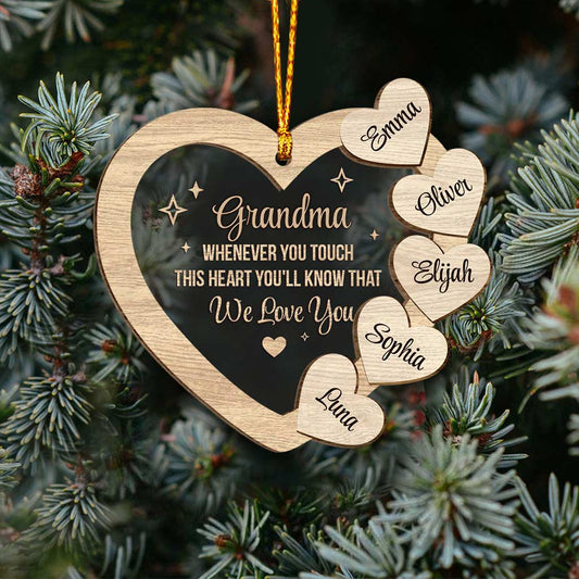 Whenever You Touch This Heart - Personalized Christmas Grandma Layers Mix Ornament
