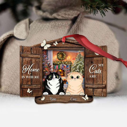Home Is Where My Cats Are - Personalized Christmas Ornament (Printed On Both Sides)