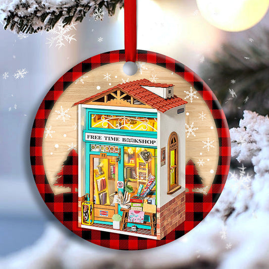 Free Time Bookshop - Book Ornament (Printed On Both Sides) 1122