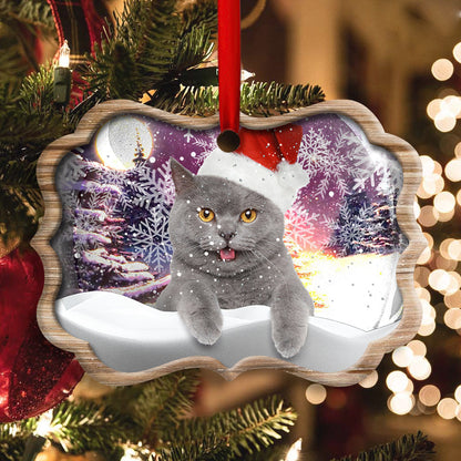 Christmas Cat Snowy Day - Cat Ornament (Printed On Both Sides) 1022