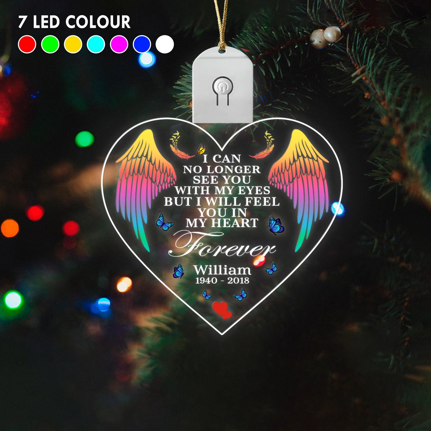 I Can No Longer See You - Personalized Christmas Memorial Shaped Led Acrylic Ornament