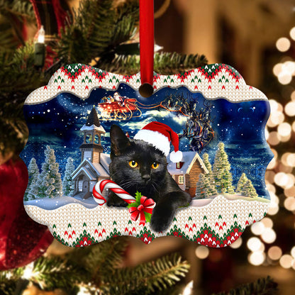 Black Cat Christmas Vibe - Cat Ornament (Printed On Both Sides) 1022