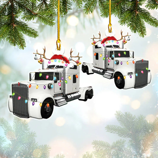 Truck Christmas Lights Trucker - Trucker Ornament (Printed On Both Sides) 1022