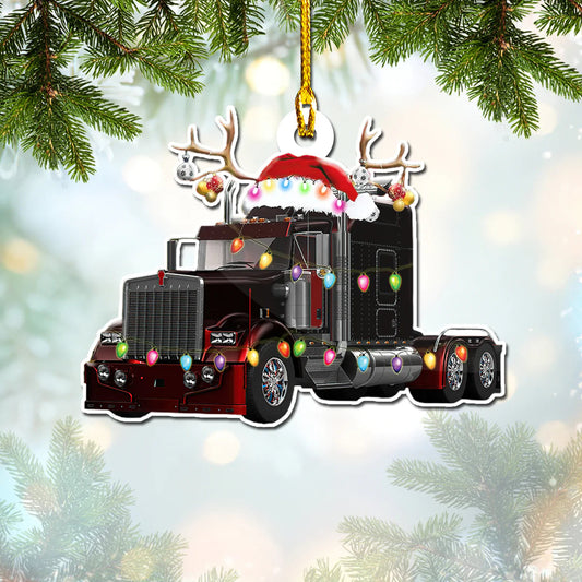 Truck Christmas Lights Trucker - Trucker Ornament (Printed On Both Sides) 1022