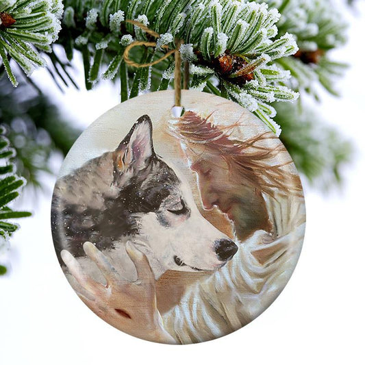 Husky Love From Jesus - Dog Ornament (Printed On Both Sides) 1022