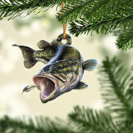 Love Bass Fishing - Fishing Ornament (Printed On Both Sides) 1022