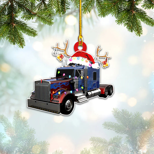 Truck Christmas Lights Trucker - Trucker Ornament (Printed On Both Sides) 1022