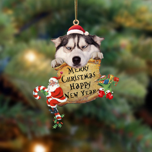Husky Funny Merry Christmas - Dog Ornament (Printed On Both Sides) 1022