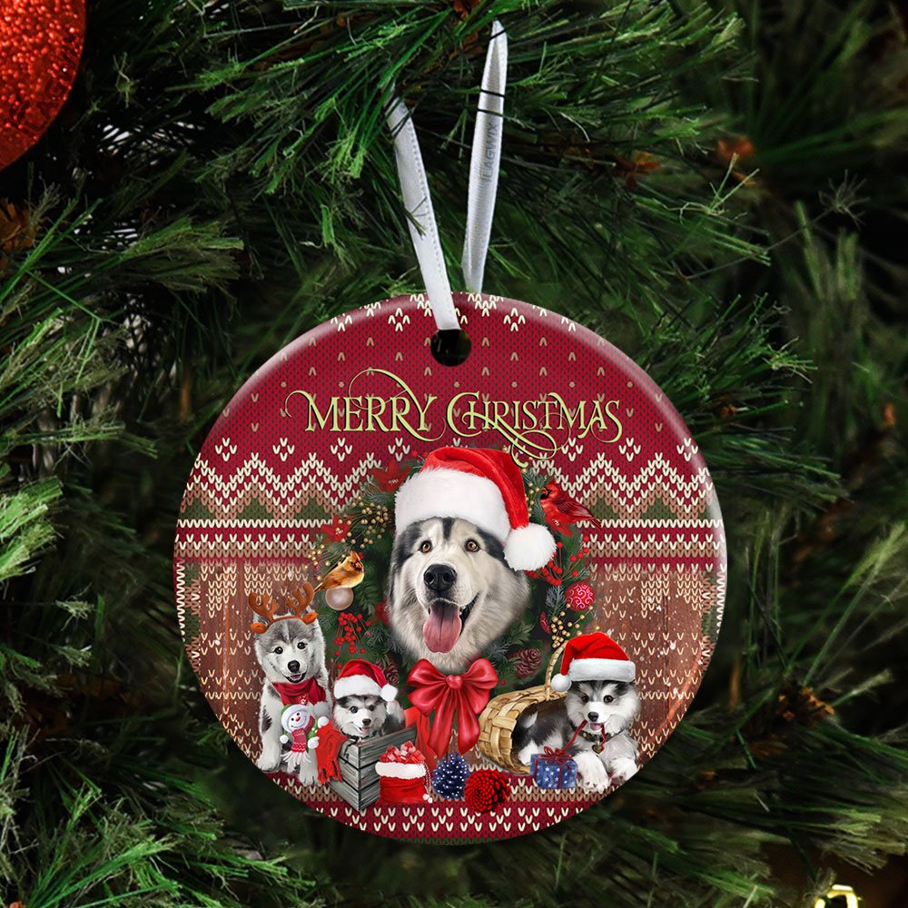 Christmas Begins With Huskies - Dog Ornament (Printed On Both Sides) 1122