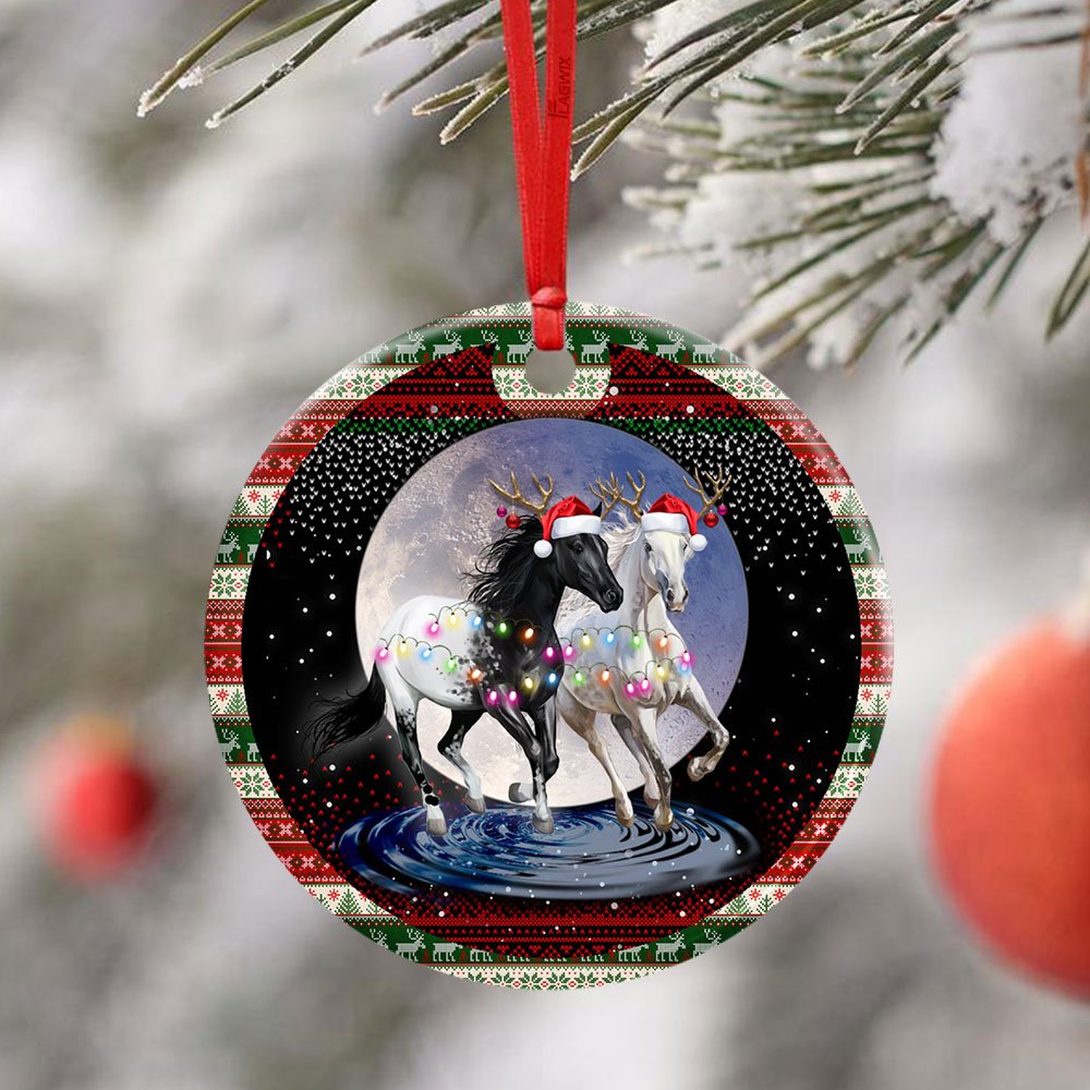 Running Horses Christmas - Horse Ornament (Printed On Both Sides) 1122