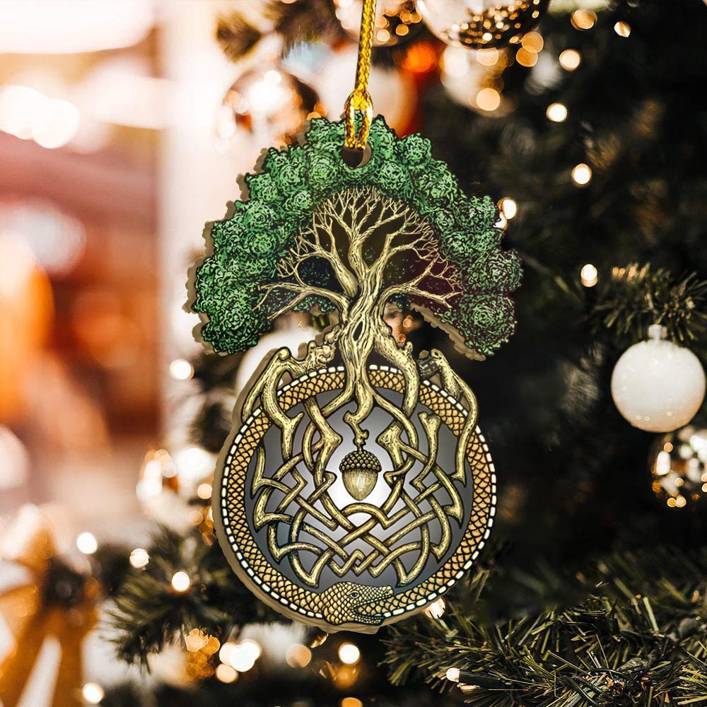 Ouroboros Tree Of Life Wicca - Witch Ornament (Printed On Both Sides) 1022