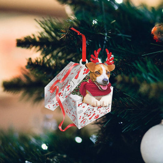 Jack Russell Terrier In The Happy Box - Dog Ornament (Printed On Both Sides) 1122